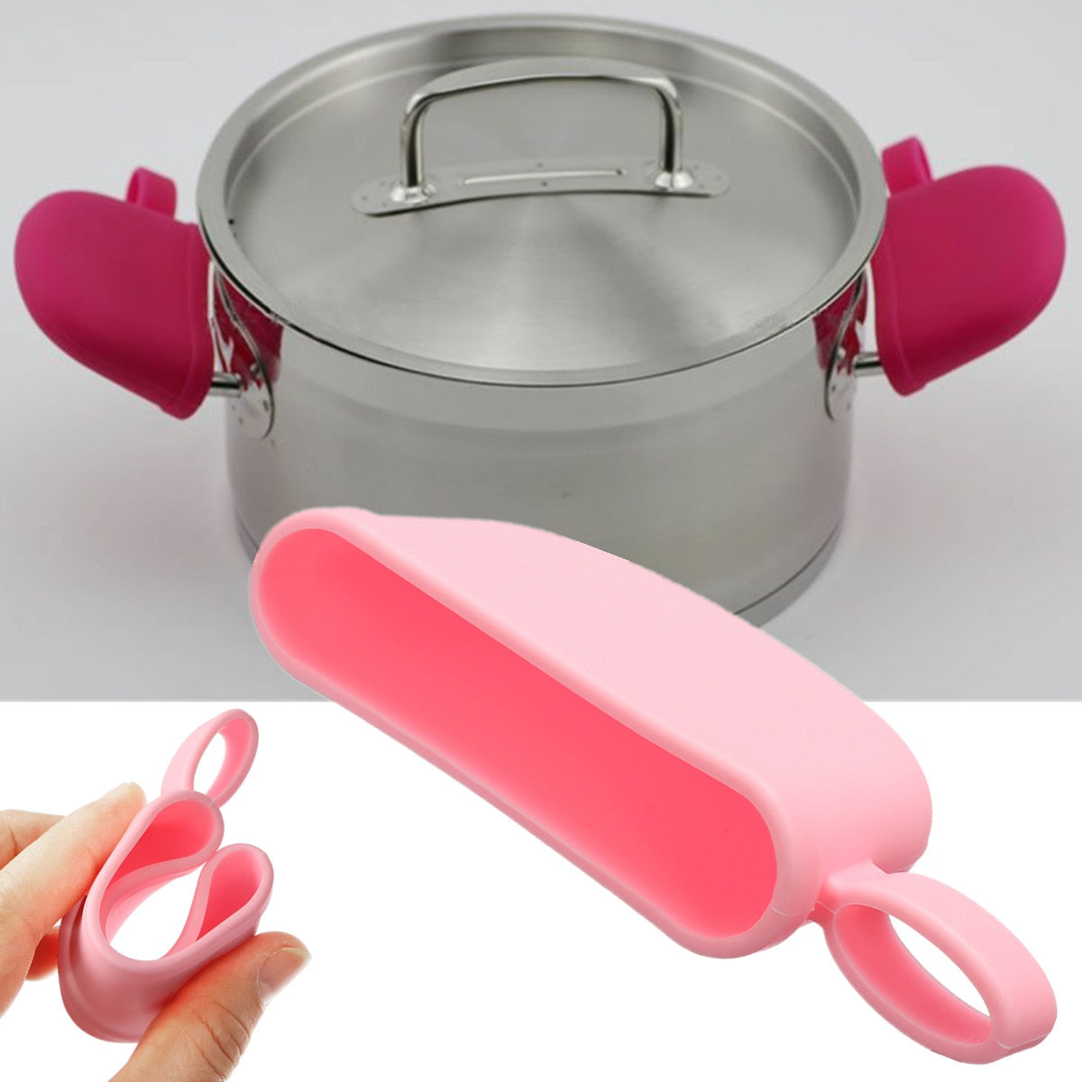 2Pcs Silicone Pan Handle Cover Heat Insulation Covers Pot Ear Clip Oven Grip❤_m$