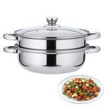 2Tier Stainless Steel Steamer Cookware Saucepan Pot Kitchen Pot