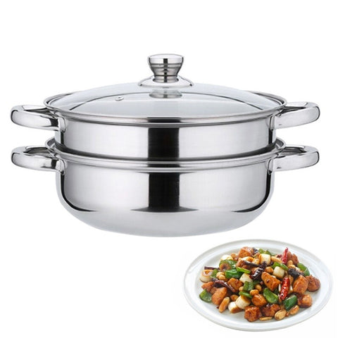 2Tier Stainless Steel Steamer Cookware Saucepan Pot Kitchen Pot
